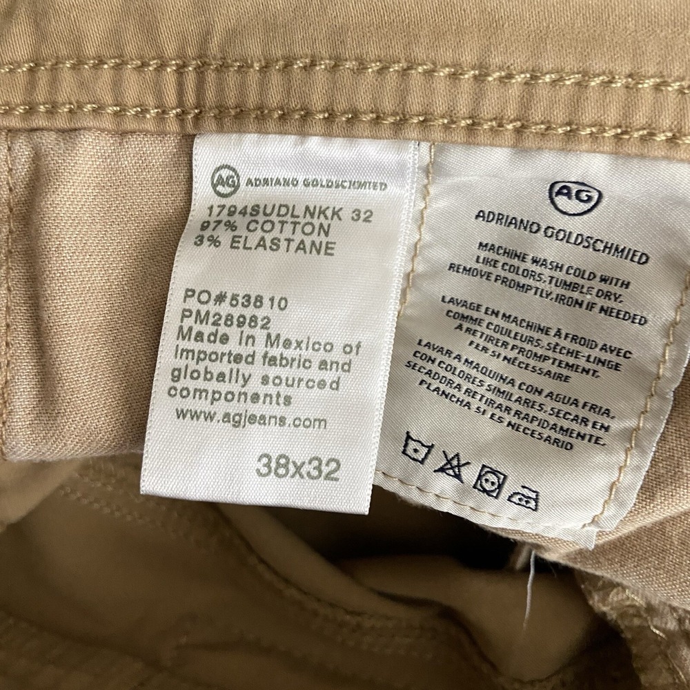 AG Adriano Goldschmied Pants mens 40x32 Everett Slim Straight Brown Chino Casual - Picture 9 of 16